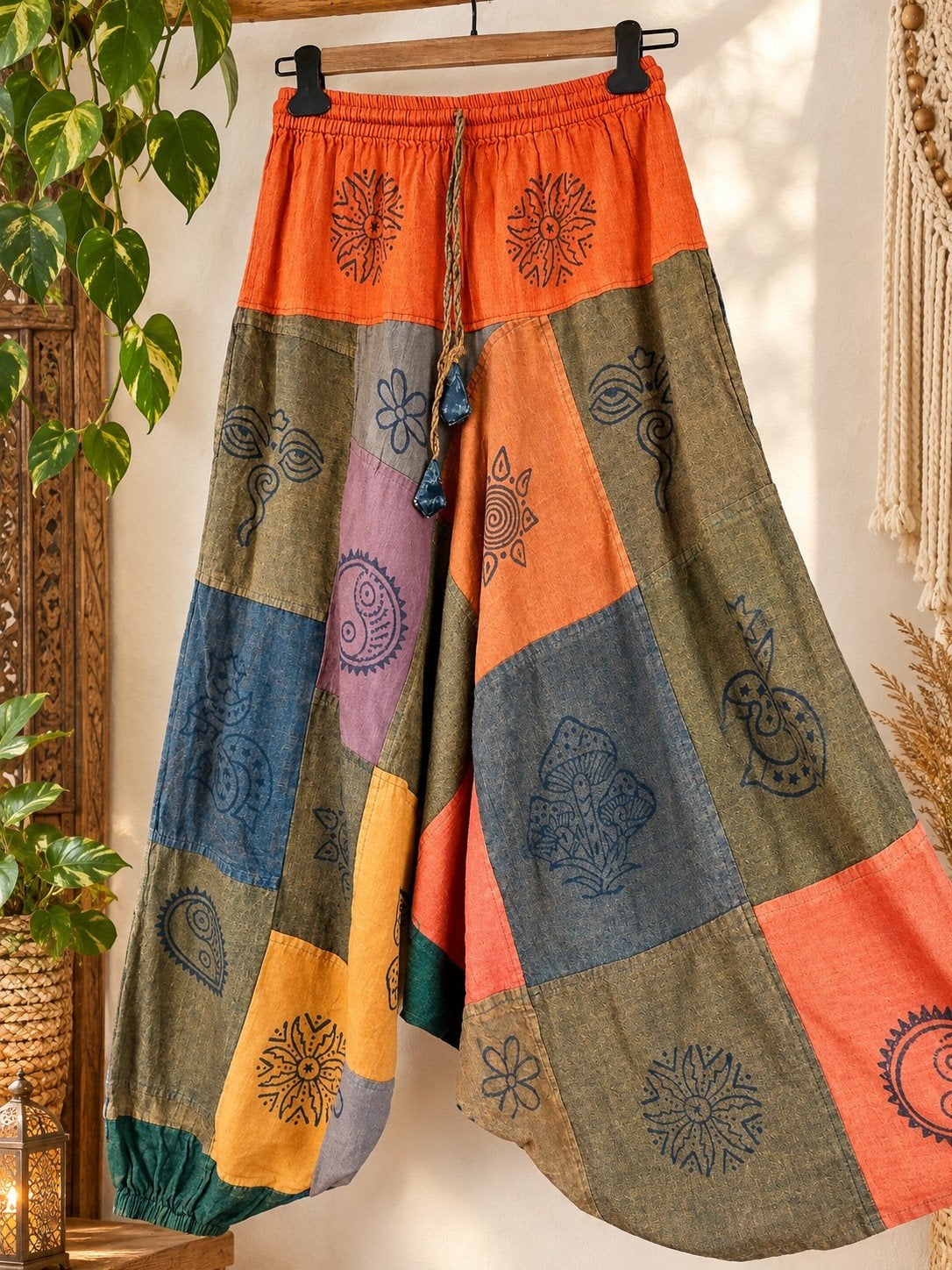Hippie Broek Patchwork 100% Katoen uit Nepal Maat M, Kleding | Dames, Maat 38/40 (M), Meerkleurig, Ophalen of Verzenden, Handgemaakt