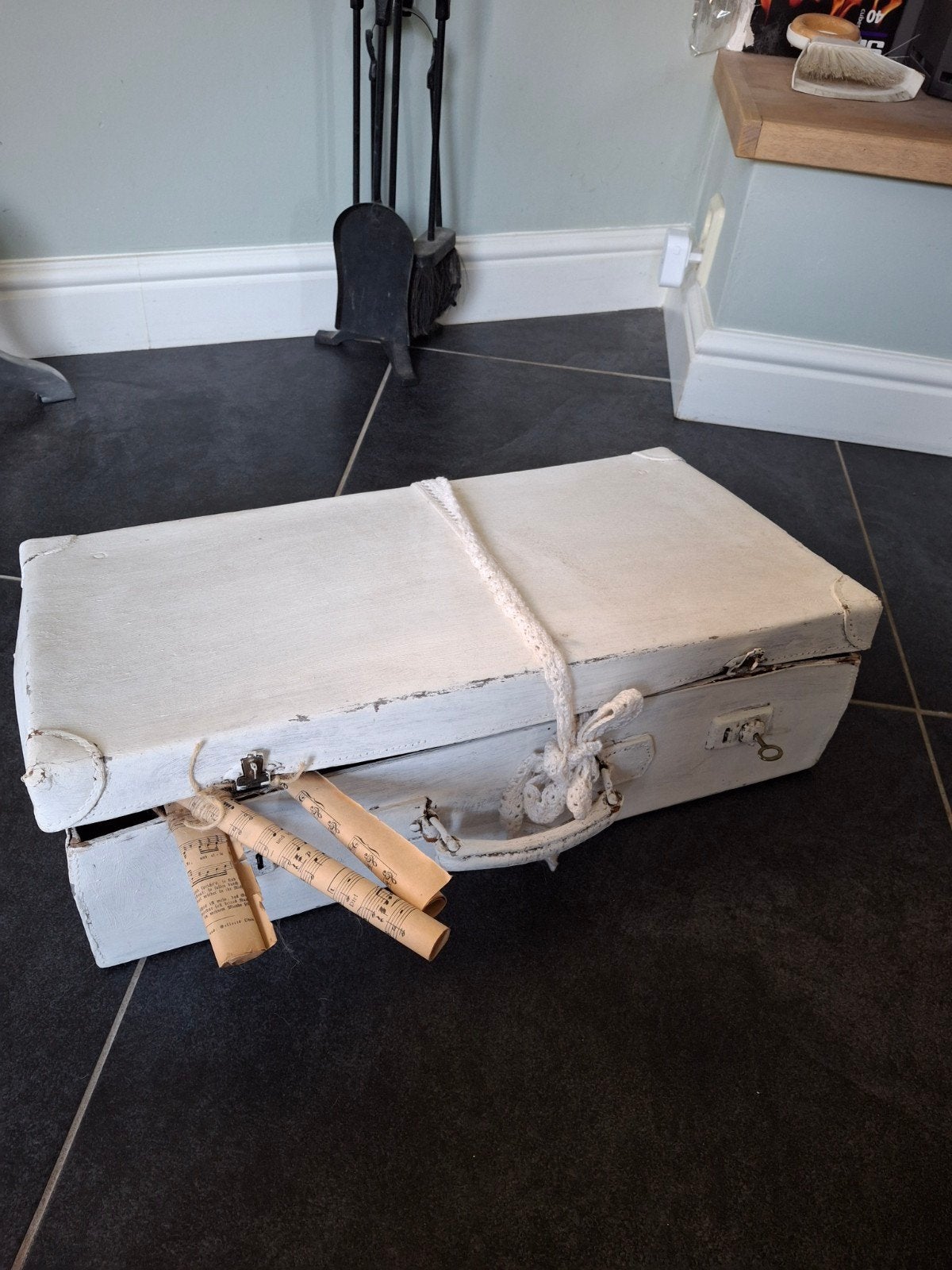 Vintage decoratieve koffer - wit geverfd, Ophalen of Verzenden