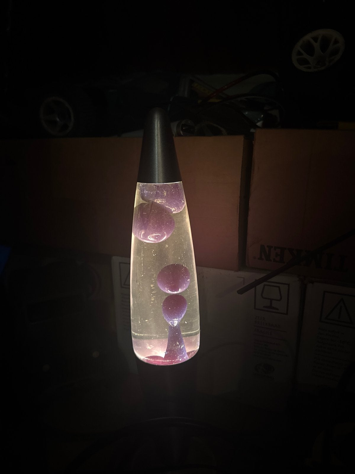Retro Lavakamp - Paars/Zilver, Huis en Inrichting, Gebruikt, Paars, Vintage, Ophalen
