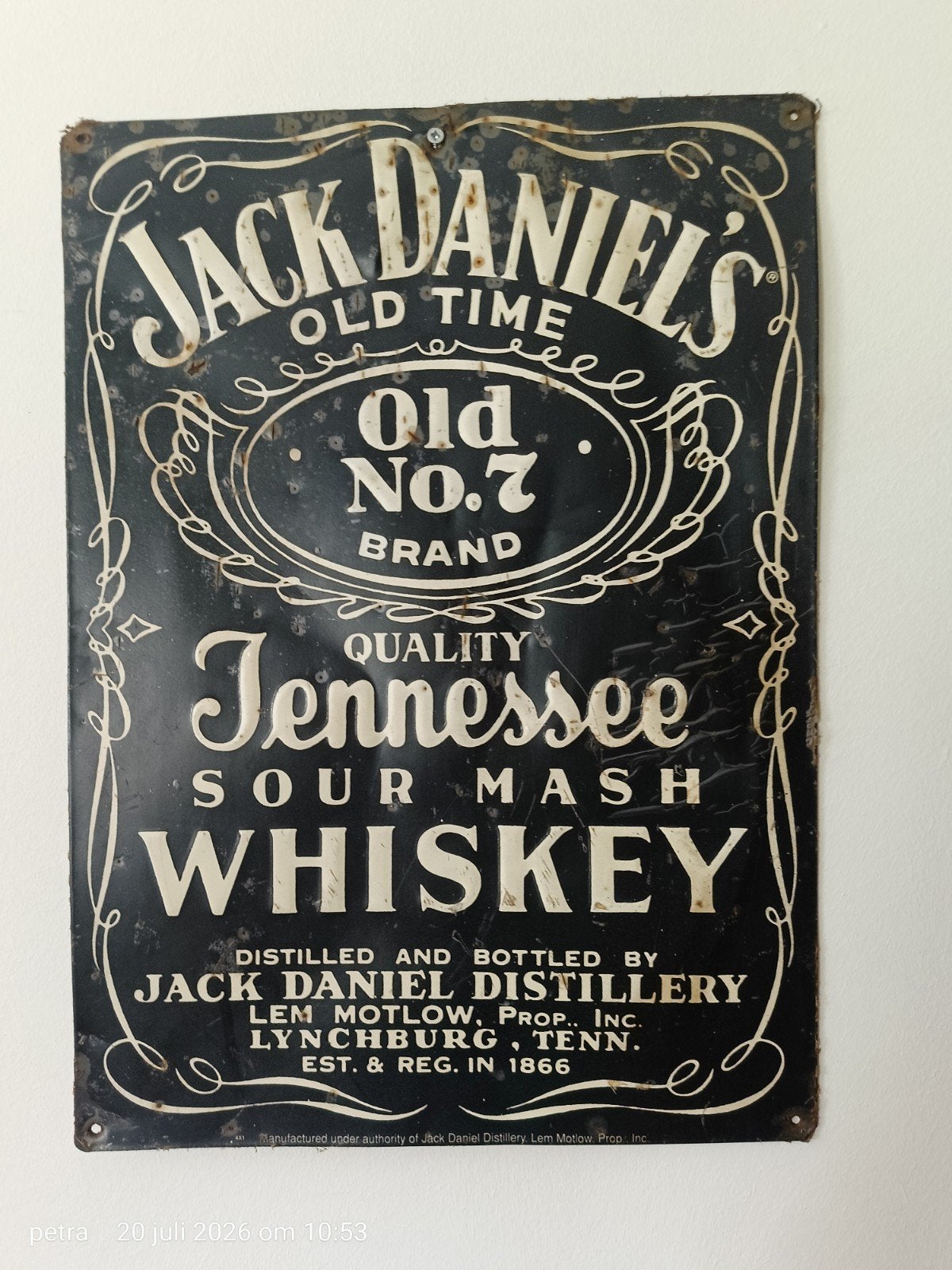 Jack Daniel's Old No. 7 Tennessee Whiskey  reclamebor, Ophalen of Verzenden