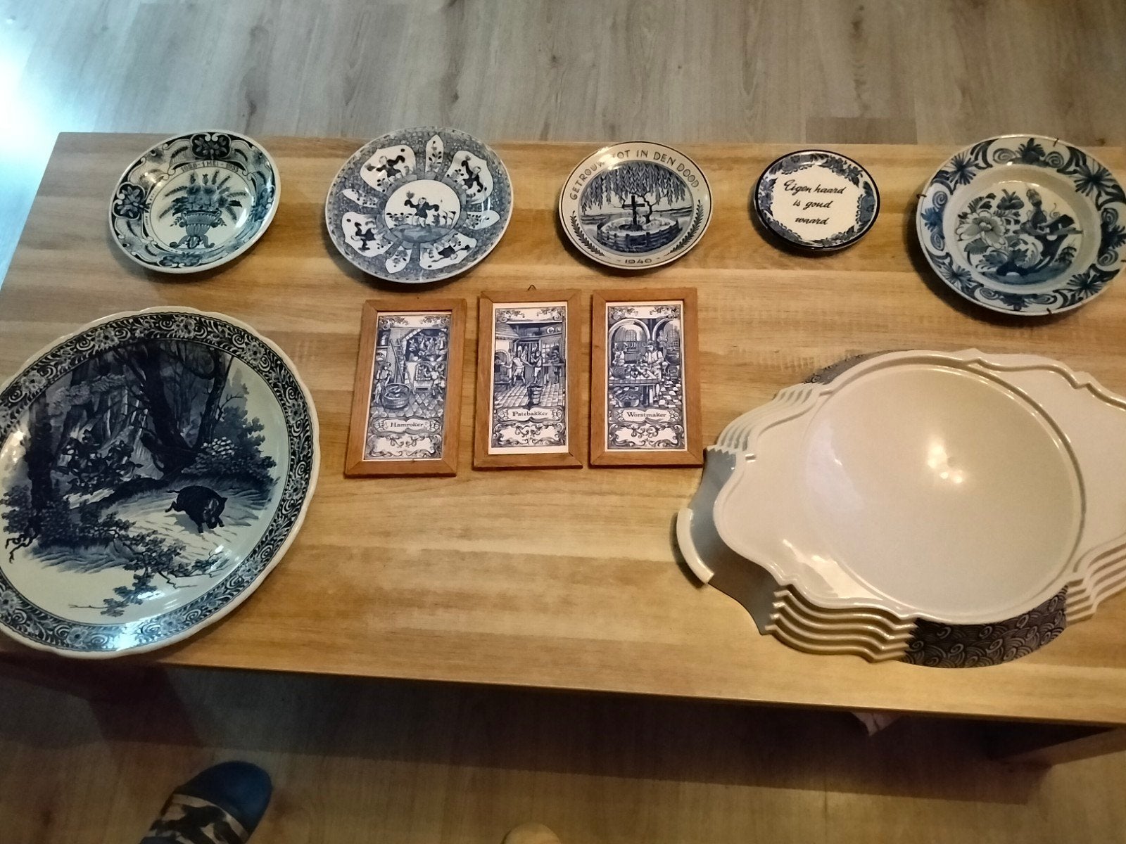 Diverse collectie Delfts Blauw en antieke borden, Antiek en Kunst, Ophalen