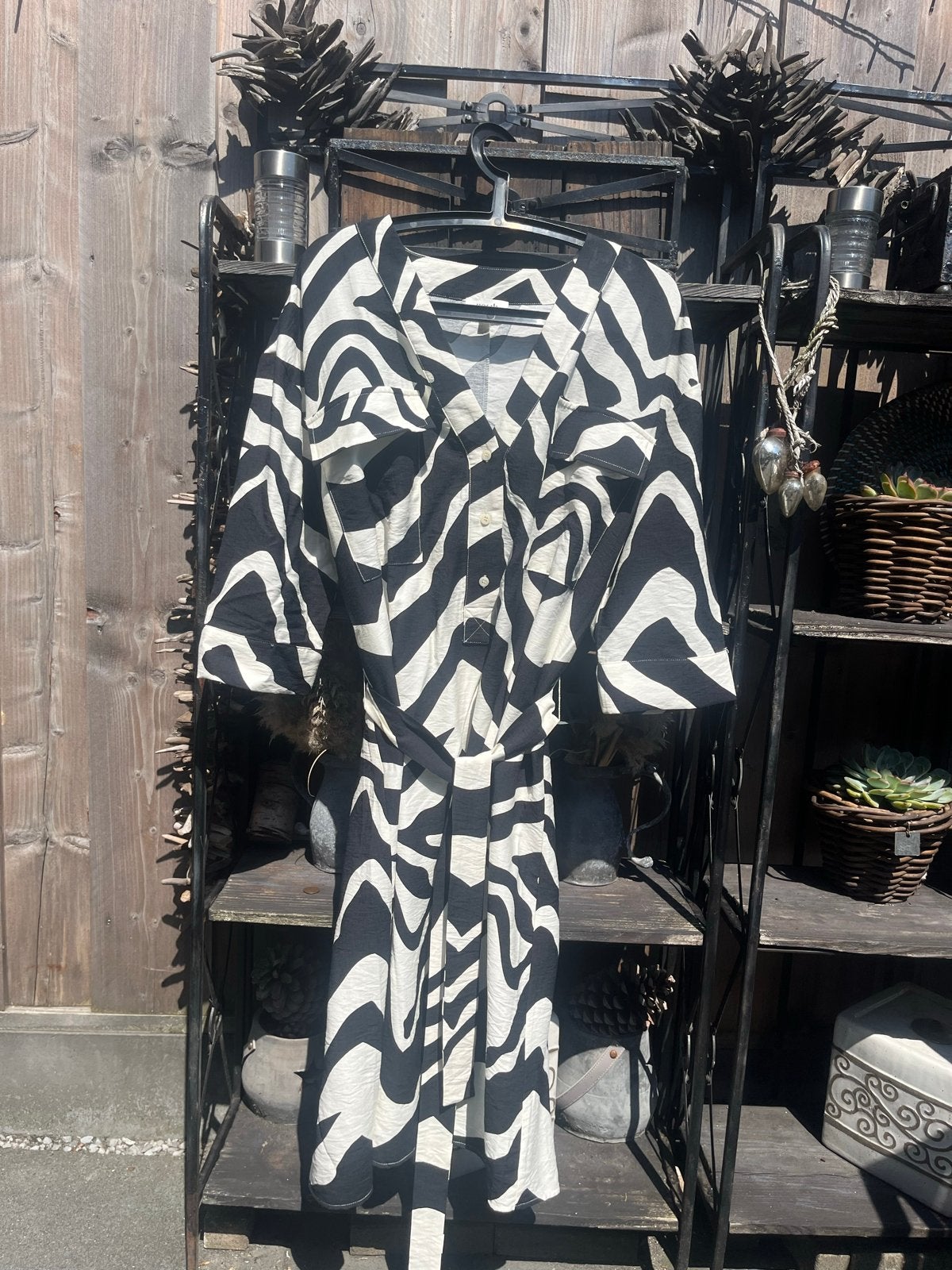 Norah Zebra Print Jurk - Zwart/Wit, Maat 38/40 (M), Zwart, Ophalen of Verzenden, Zo goed als nieuw