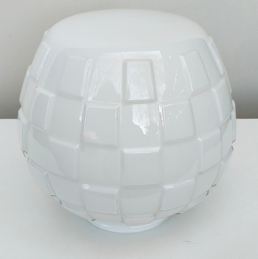 Antiek Wit Glazen Thabur Lamp Bollamp Plafondlamp, Ophalen of Verzenden, Zo goed als nieuw, Glas, Antiek / Art Deco / Jugendstil / Thabur / Haags design