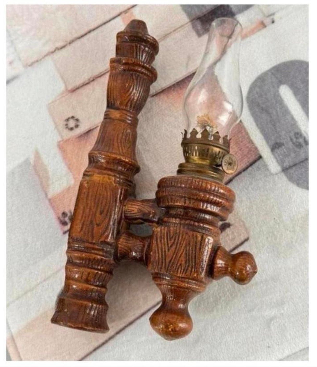 Antiek 1980 vintage wandlamp olielamp stormlamp lantaarn, Ophalen of Verzenden