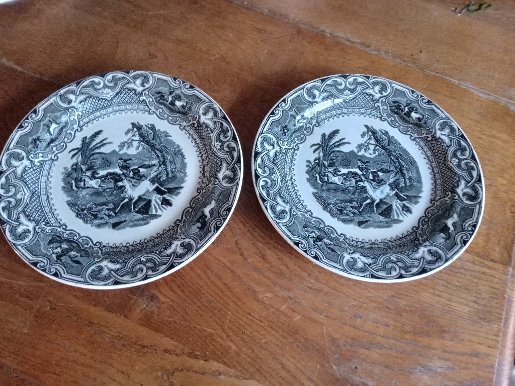 6 prachtige gave borden LASSO in zwart van societe ceramique, Antiek en Kunst, Ophalen of Verzenden