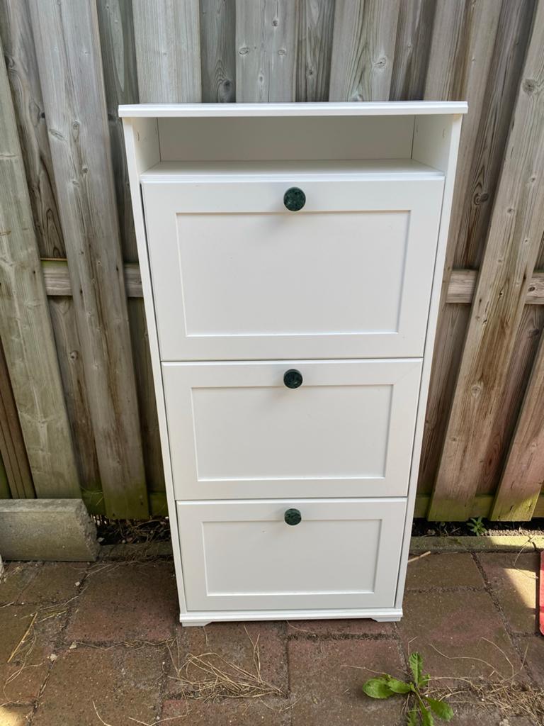 IKEA Witte schoenenbank & kast / White shoe bench & cabinet, Ophalen, Gebruikt
