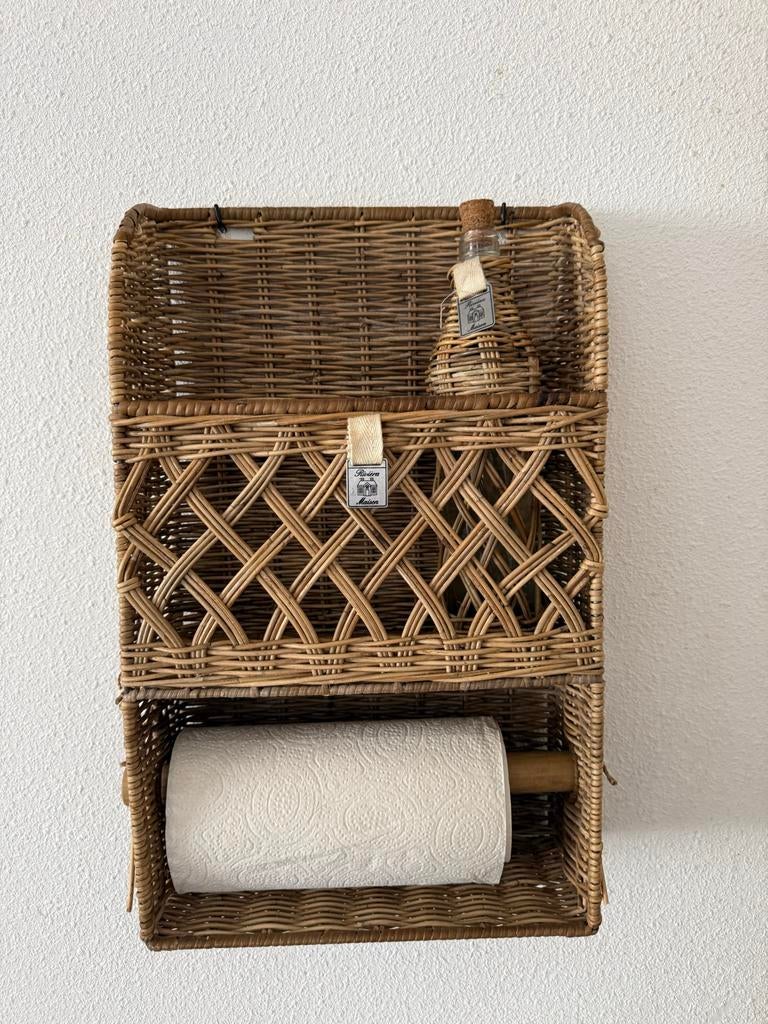 Rivièra Maison Rustic Rattan Keukenorganizer Keukenrolhouder, Ophalen of Verzenden, Zo goed als nieuw, Rond, Riet