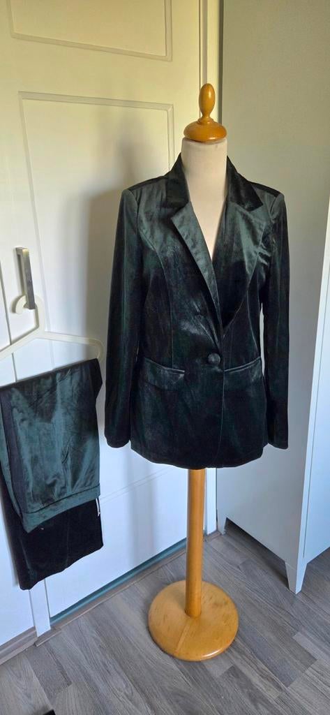 Donkergroen fluwelen damespak van Geisha, Kleding | Dames, Kostuum of Pak, Geisha, Geen idee, Maat 42/44 (L)