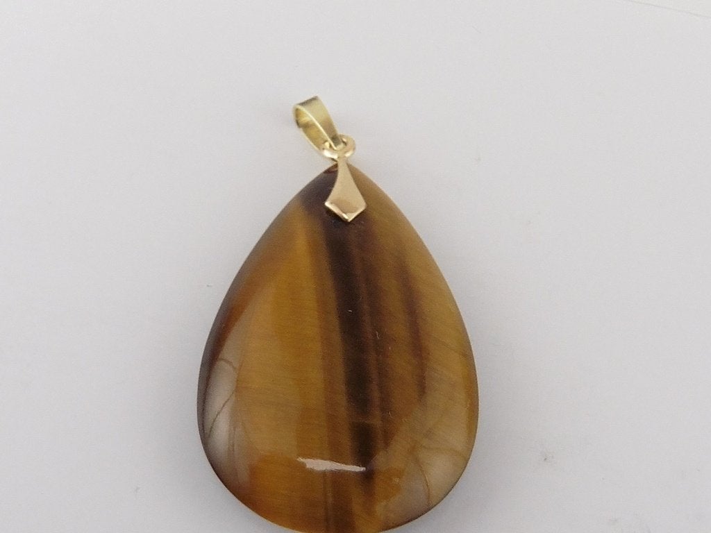 Gouden hanger met tijgeroog                              G54, Gebruikt, ., Ophalen of Verzenden, .
