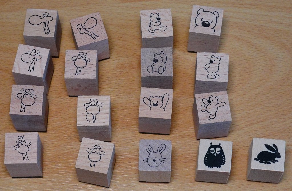 Stempels met beertjes en andere figuurtjes, Hobby en Vrije tijd, Ophalen of Verzenden, Zo goed als nieuw, Houten stempel