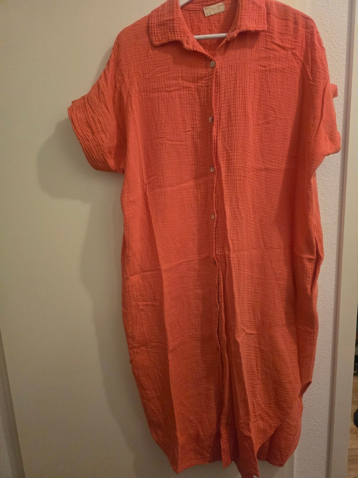 Pinka koraalrood katoenen blousejurk maat M, Kleding | Dames, Maat 38/40 (M), Verzenden, Nieuw, Knielengte