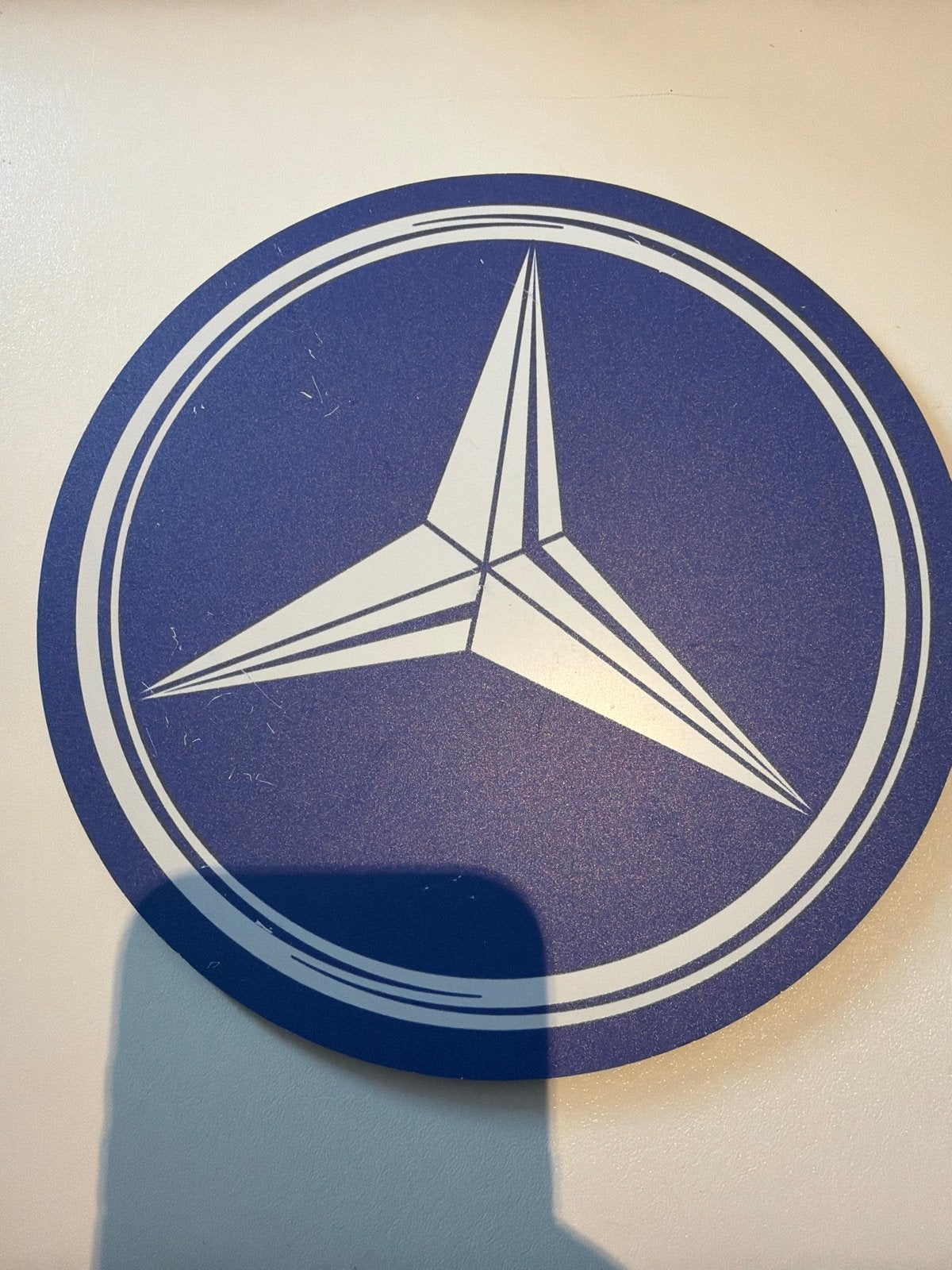 Mercedes-Benz Ster Logo plaatje - Blauw/Wit, Auto diversen, Ophalen of Verzenden, Gebruikt