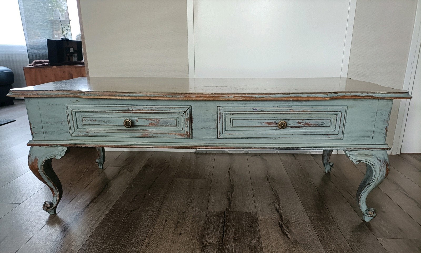 Mooie brocante salontafel met lades, Huis en Inrichting, Ophalen, Gebruikt, Brocante, Vintage, Landelijk, Overige houtsoorten