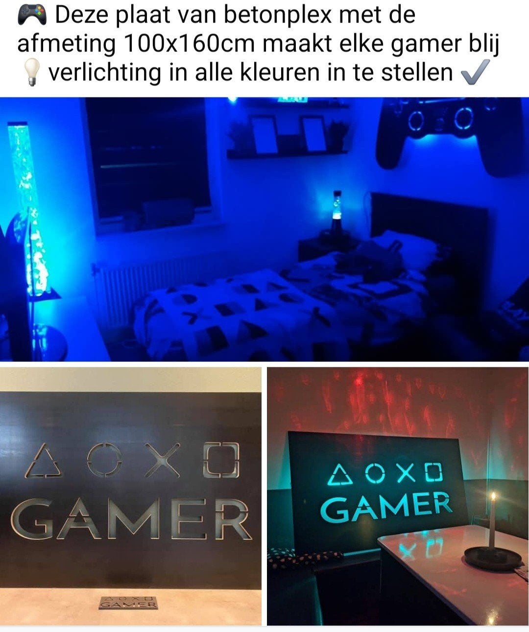 Gamer playstation logo wanddecoratie met verlichting - 100x, Ophalen, Hout, Meerkleurig, Zo goed als nieuw