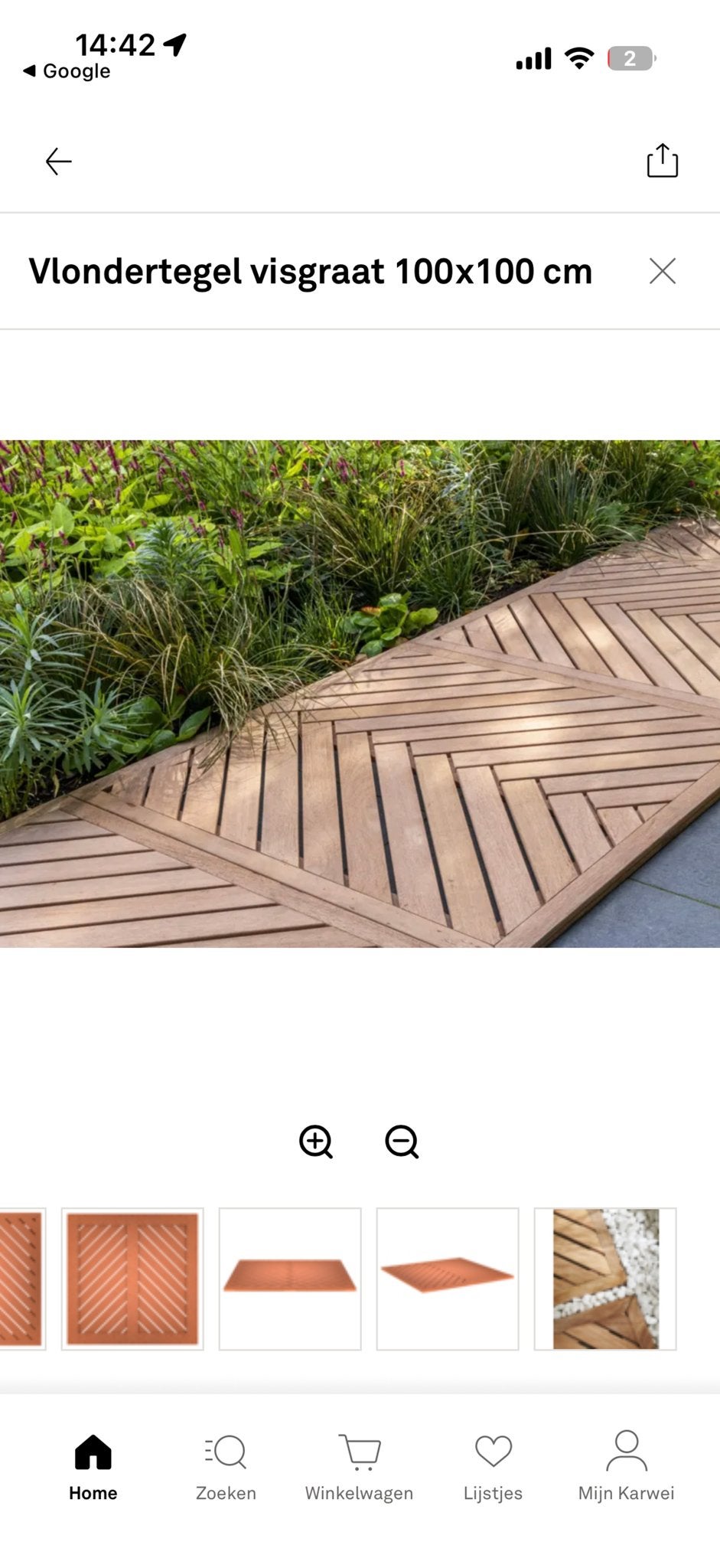 Visgraat Vlondertegel 100x100 cm - Duurzaam en Stijlvol, Tuin en Terras, Terrasdelen en Vlonders, Ophalen, Nieuw, Hout