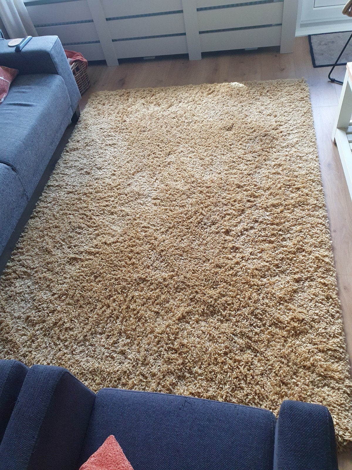 Vloerkleed okergeel, Ophalen, Zo goed als nieuw, Rechthoekig, 200 cm of meer