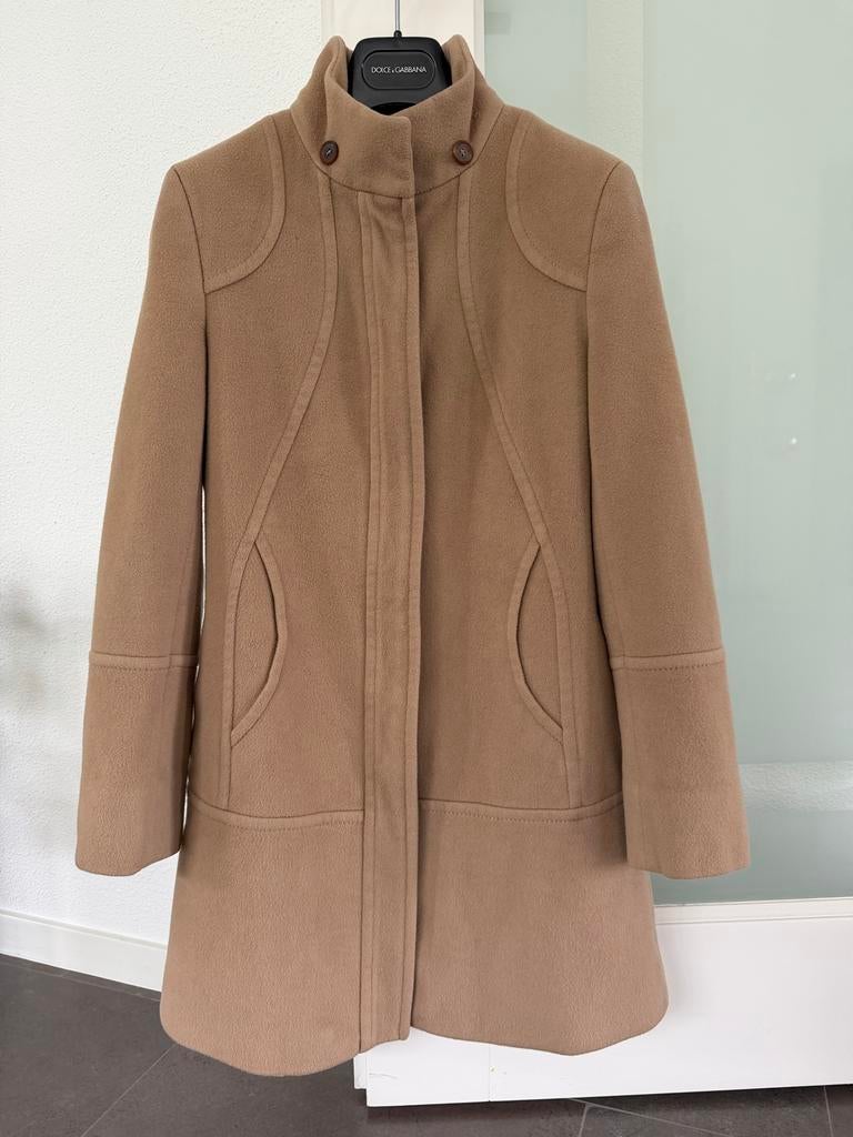 Strenesse wollen halflange jas, Ophalen of Verzenden, Gedragen, Maat 34 (XS) of kleiner, Beige