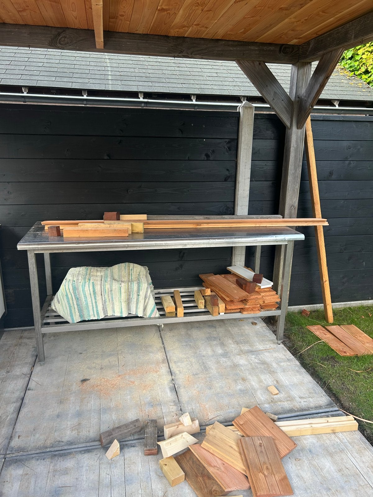 Grote verstelbare RVS tafel - Werkbank/Bijzettafel, Gebruikt, Rechthoekig, 50 tot 100 cm, Ophalen of Verzenden