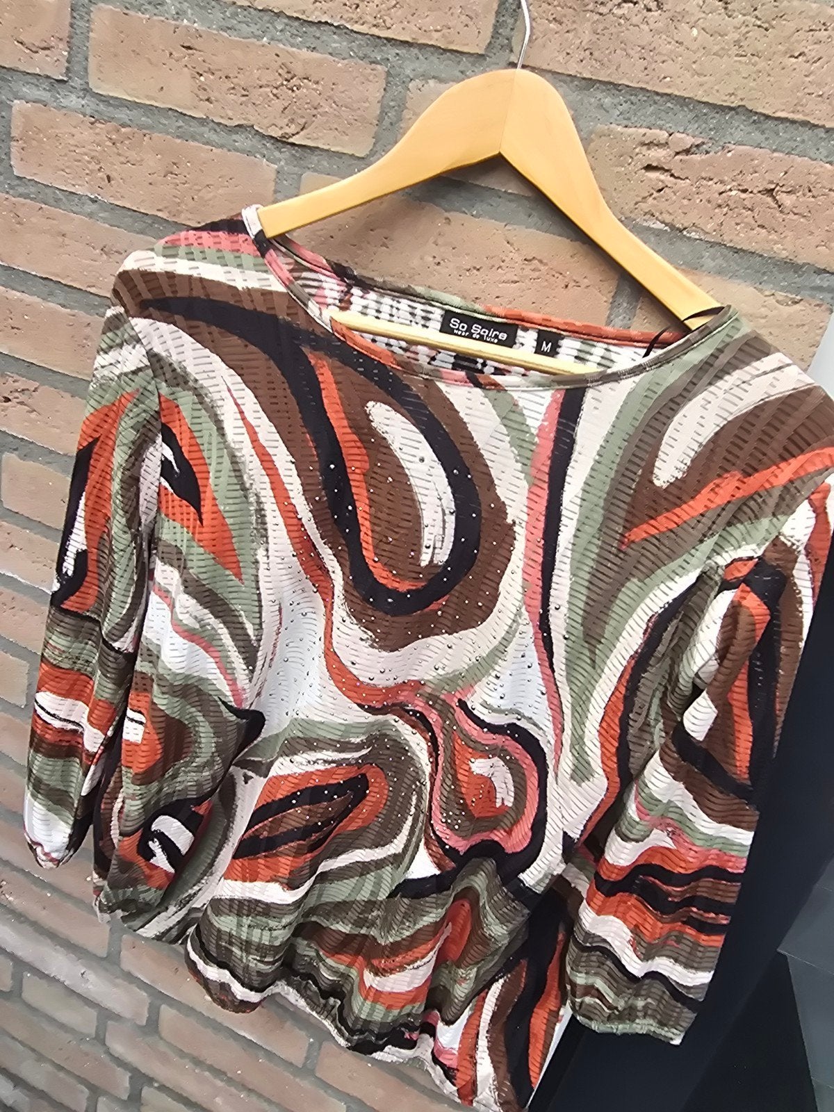 So Soire Top met Lange Mouwen en Abstract Patroon maat M, Maat 38/40 (M), So Soire, Meerkleurig, Ophalen of Verzenden
