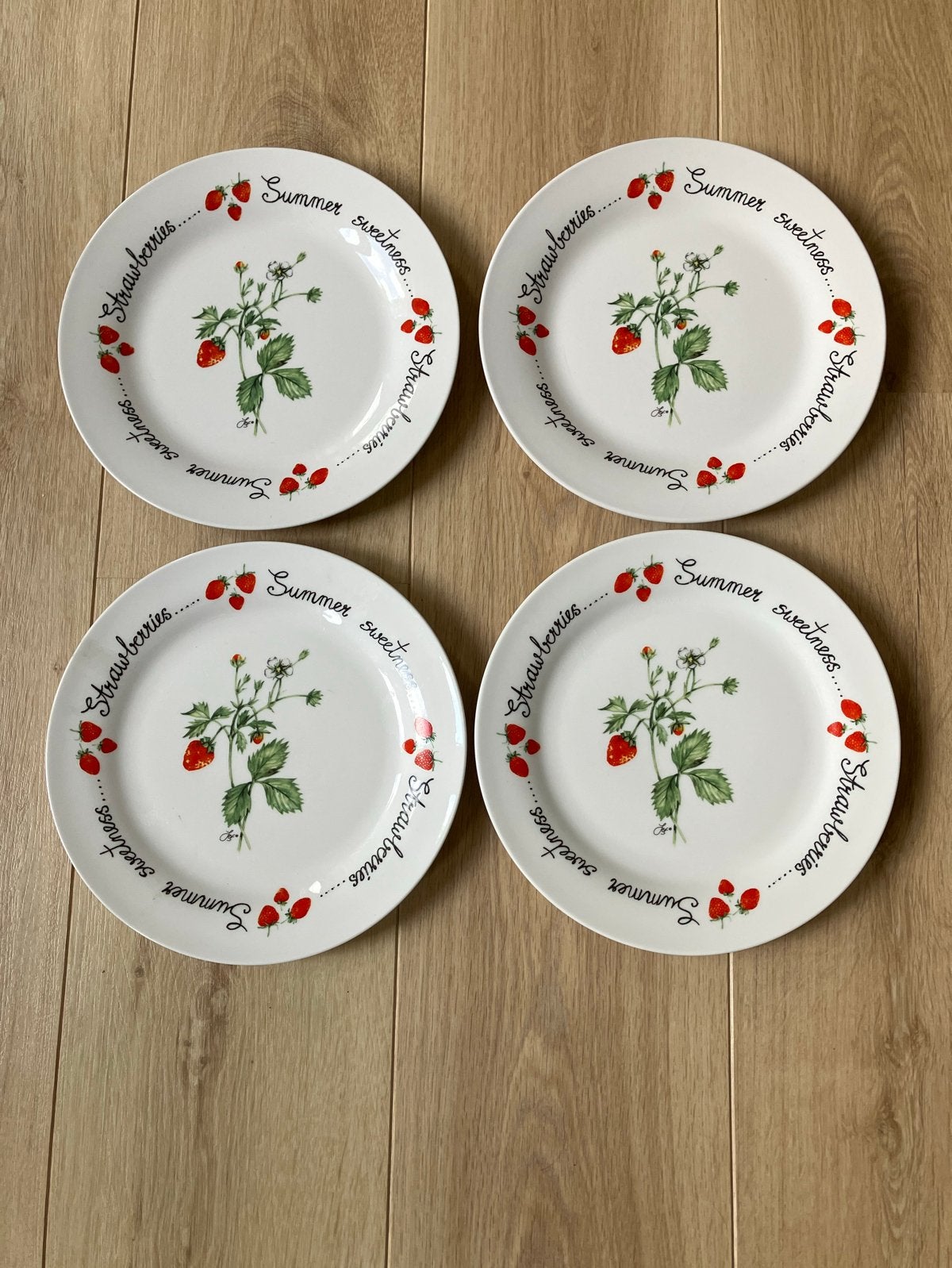 4x Jet by Ter Steege Aardbeien Borden - Summer Sweetness, Huis en Inrichting, Keramiek, Ophalen of Verzenden, Zo goed als nieuw