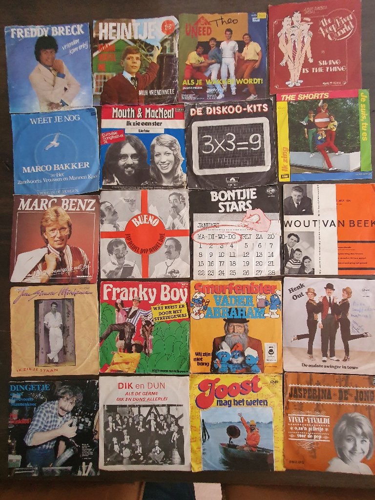 Partij verzameling Nederlandstalige singles (200 stuks), Cd's en Dvd's, Vinyl Singles, Gebruikt, 7 inch, Nederlandstalig, Fotohoes