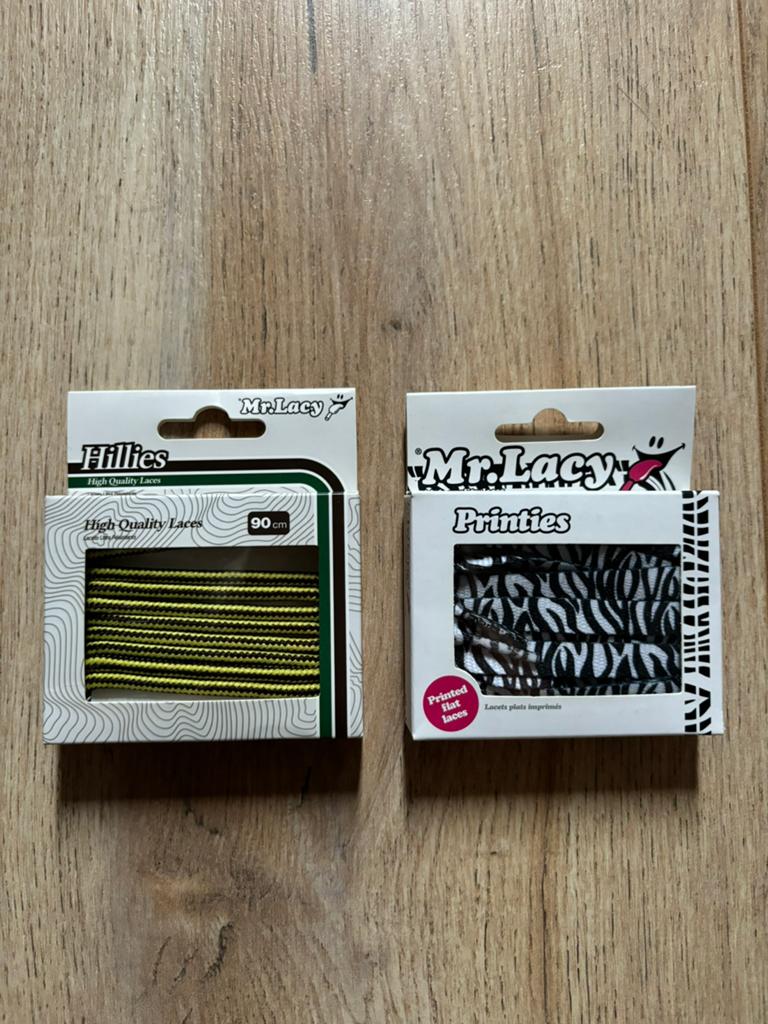 2 paar nieuwe veters Mr. Lacy zebra print en geel, Ophalen of Verzenden, Nieuw