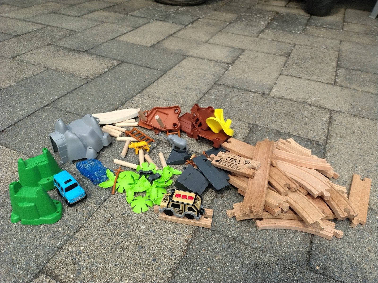 Playtive (Lidl) houten treinbaan met accessoires en voertuig, Kinderen en Baby's, Ophalen of Verzenden, Gebruikt, Rij- of Hobbelspeelgoed
