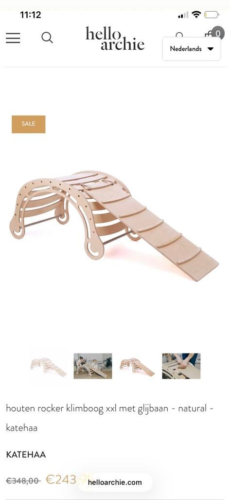 Katehaa Houten Rocker Klimboog XXL met Glijbaan - Natural, Ophalen of Verzenden, Zo goed als nieuw