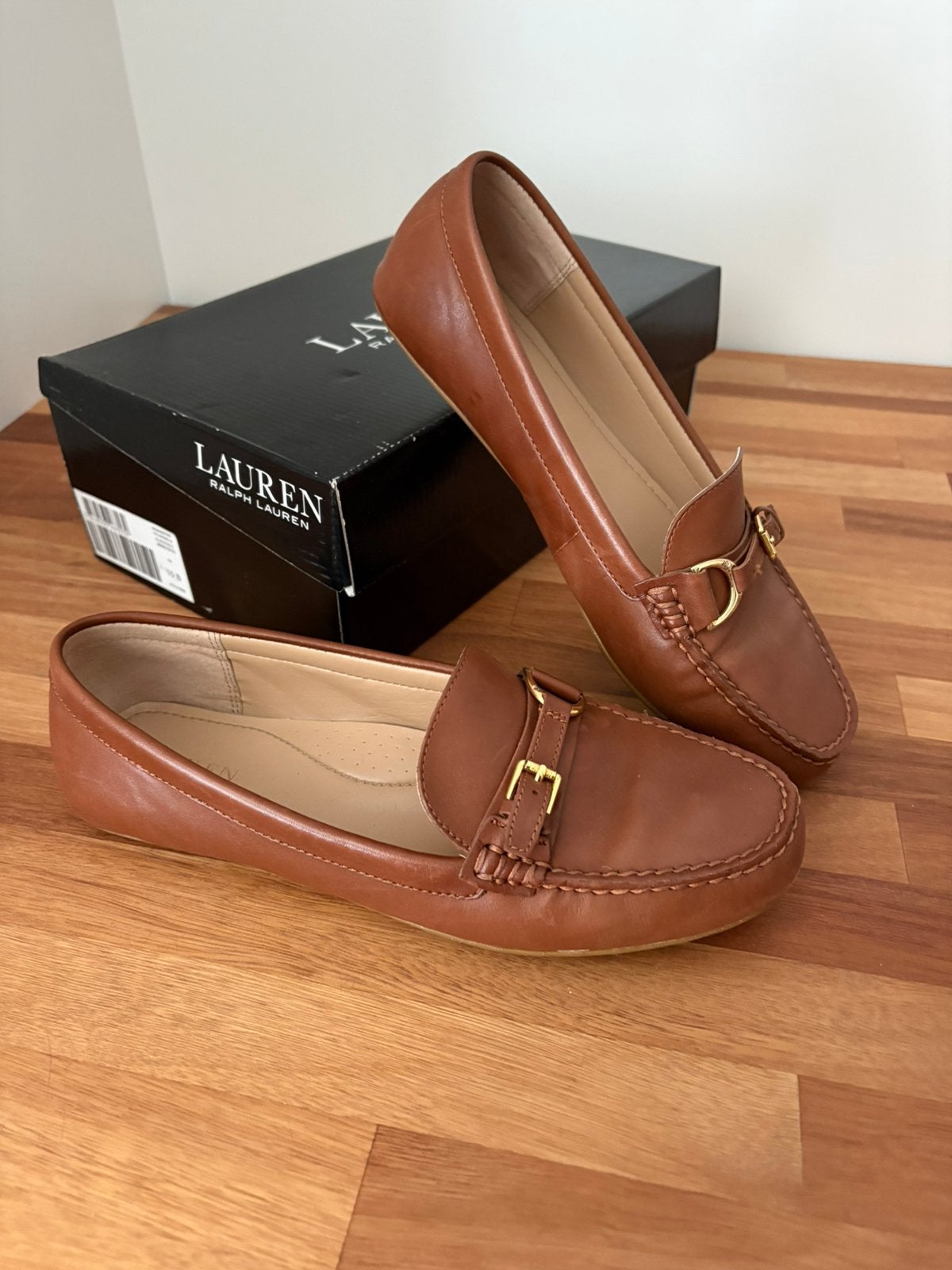 Ralph Lauren Mocassins maat 42 – Bruin Leer – Nieuw, Kleding | Dames, Ophalen of Verzenden, Zo goed als nieuw, Bruin, Instappers