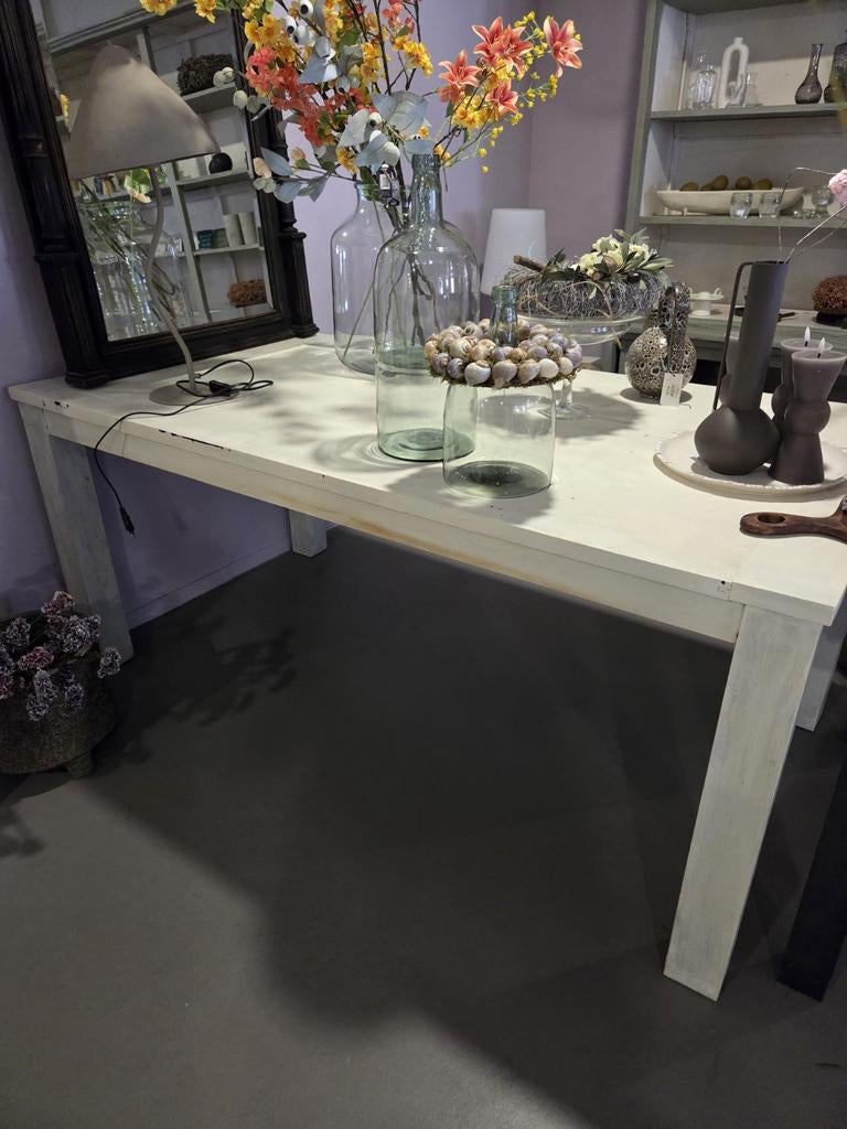 Witte tafel, Huis en Inrichting, Tafels | Eettafels, Ophalen, Gebruikt, 50 tot 100 cm, 150 tot 200 cm