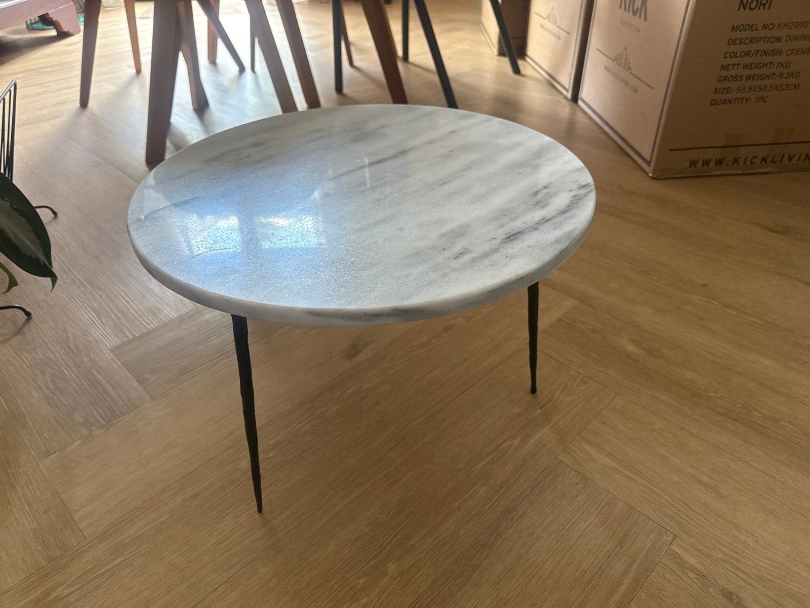 Ronde bijzettafel marmerlook - Diameter 50cm, Hoogte 33cm, Ophalen, Gebruikt, Rond, Overige materialen