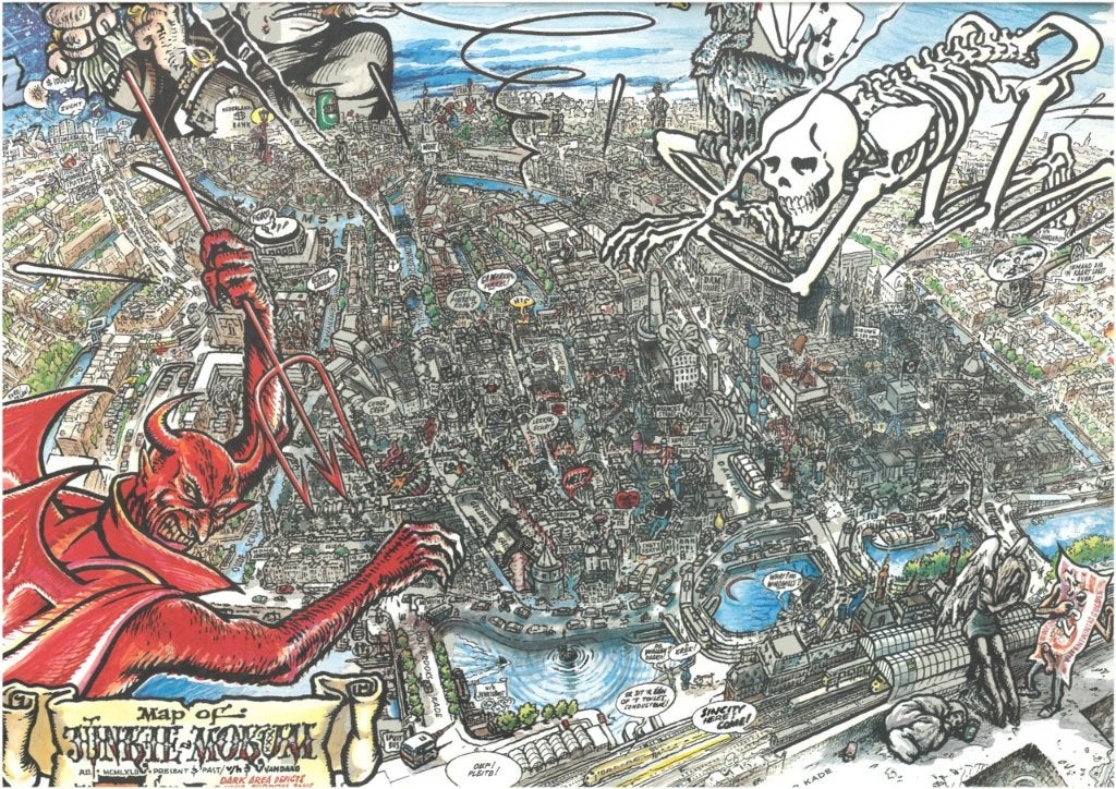 Peter Pontiac "Map of Junkie Amsterdam" poster, 1960 tot 1980, Ophalen of Verzenden, Zo goed als nieuw, Prent