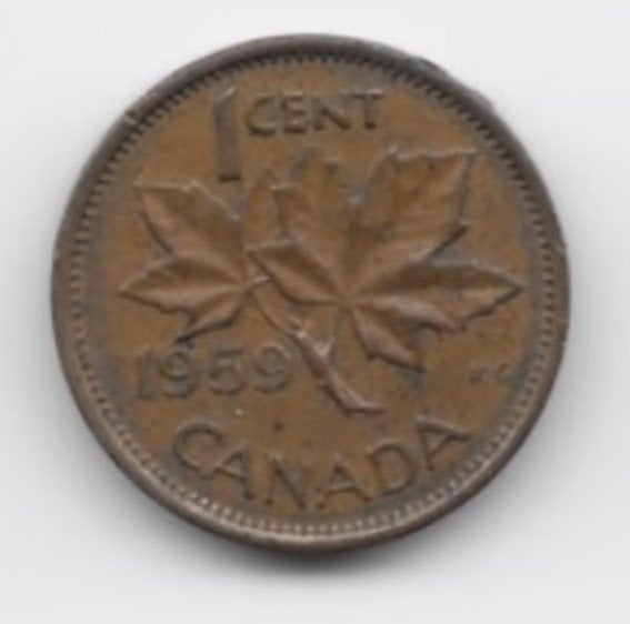 Canada 1 cent 1959 KM# 49, Verzenden, Noord-Amerika, Losse munt