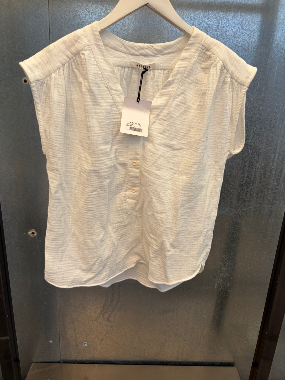 Masscob blouse top wit xs €199,95, Ophalen of Verzenden, Maat 34 (XS) of kleiner, Wit, Korte mouw