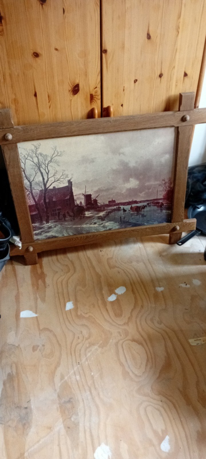 Winterlandschap met schaatsers - Klassiek schilderij, Antiek en Kunst, Kunst | Schilderijen | Klassiek, Ophalen, Doek, Landschap