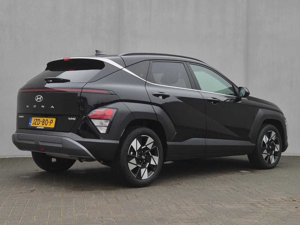 Hyundai Kona 1.6 GDI HEV Comfort Smart Automaat / Fabrieksga, Auto's, Hyundai, Stof, Gebruikt, Euro 6, Zwart