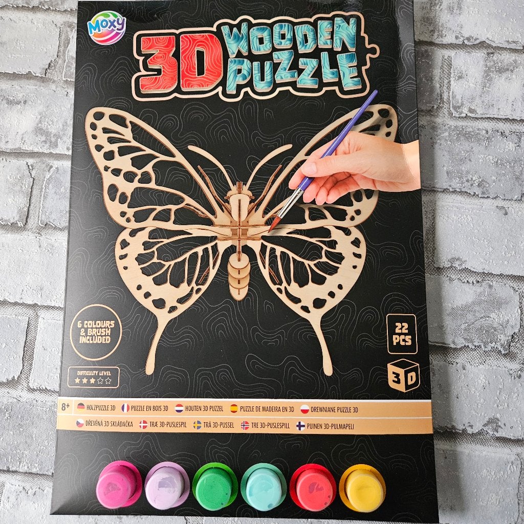 3d houten puzzel Vlinder met verf, knutselen, cadeau, Ophalen of Verzenden, Minder dan 500 stukjes, Nieuw, Rubik's of 3D-puzzel