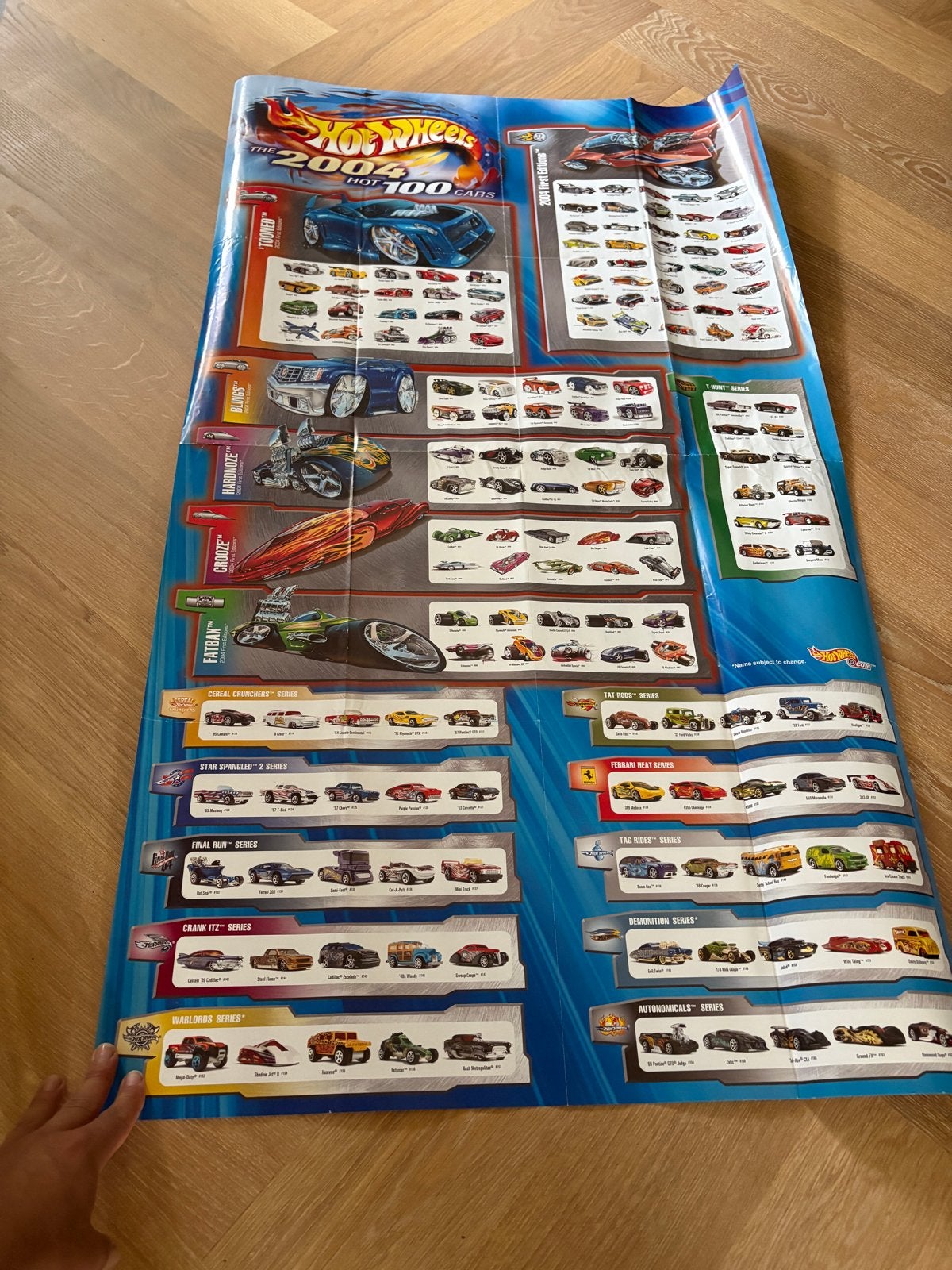 Hot Wheels 2004 officiële poster - Meer dan een meter lang, Verzamelen, Posters, Deurposter of groter, Ophalen of Verzenden, Overige onderwerpen