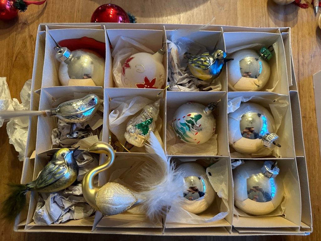 12 nostalgische kerst items 4 x vogel, kerstman op knijper, Diversen, Ophalen, Zo goed als nieuw