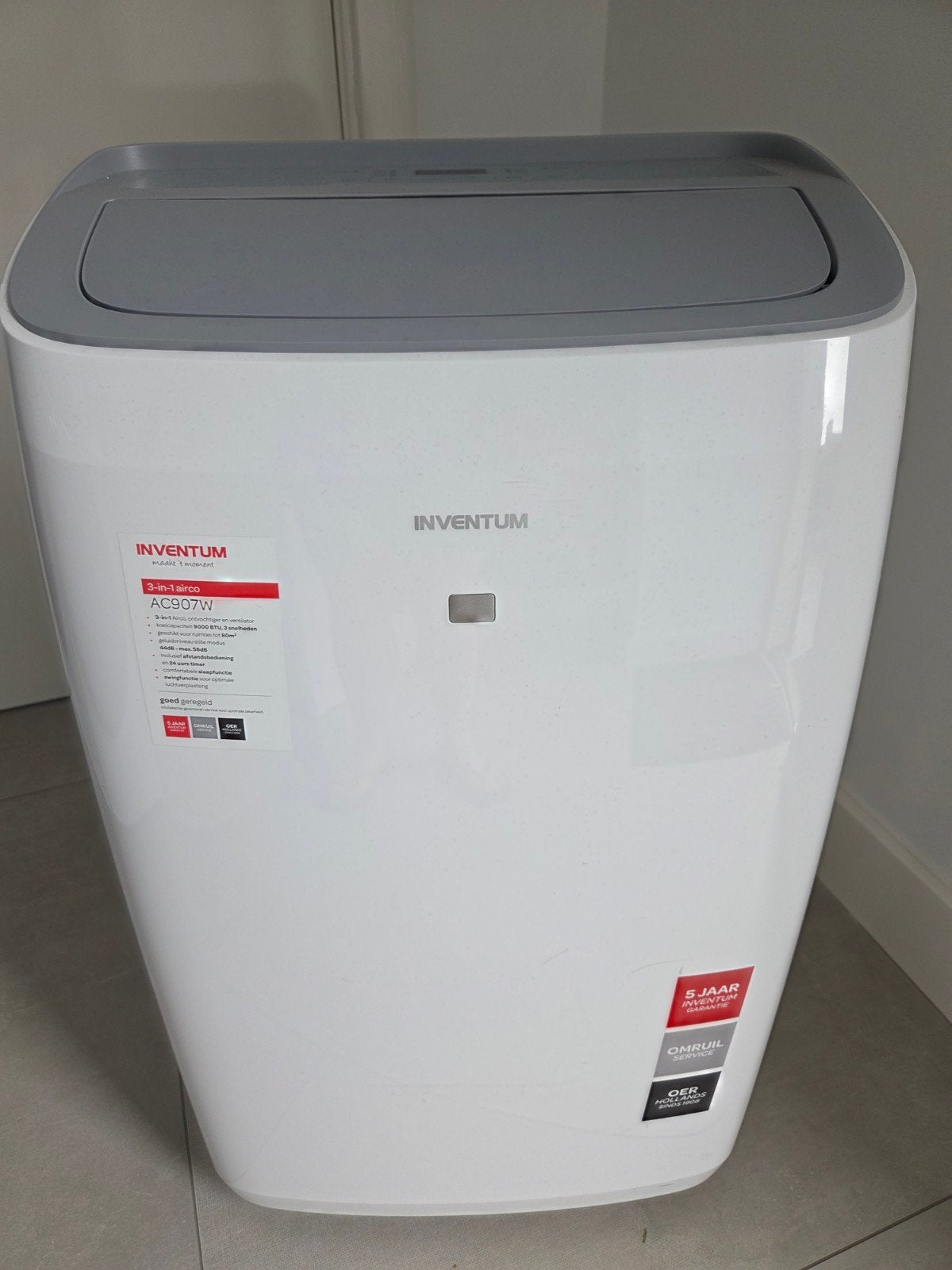 Inventum AC907W Mobiele Airco met Eurom Raamafdichting, Witgoed en Apparatuur, Ophalen, Gebruikt, Timer, 3 snelheden of meer