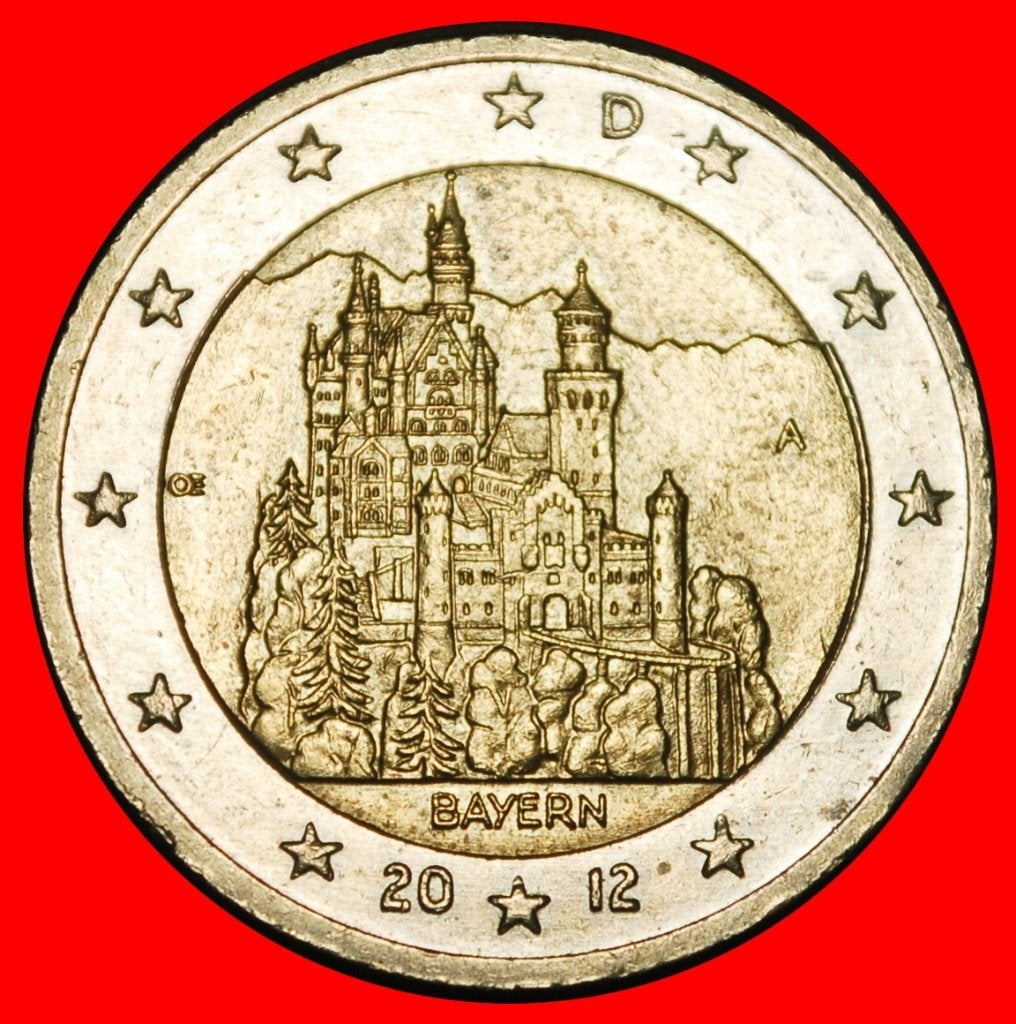 Ⰺ BAVARIA NEUSCHWANSTEIN: GERMANY 2 EUROS 2012A! PRUSSIA!, Postzegels en Munten, Ophalen of Verzenden, Duitsland, 2 euro, Losse munt