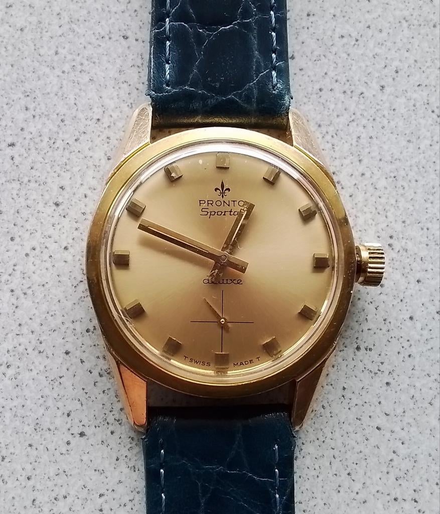 Pronto Sportal de luxe vintage Zwitsers herenhorloge AS 1130, Verzenden, Gebruikt