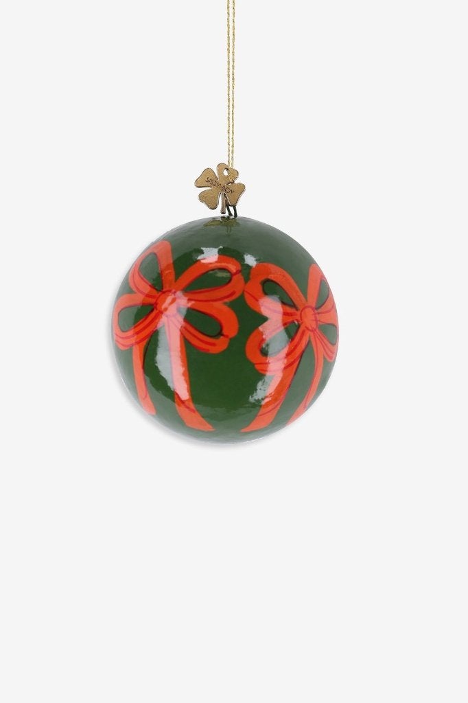 Sissy Boy kerstbal ornament papier maché strik groen, Diversen, Ophalen of Verzenden, Zo goed als nieuw