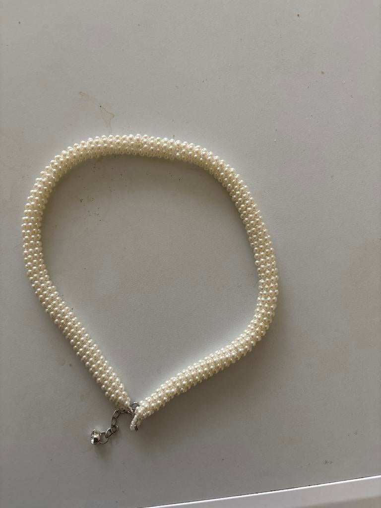 Handgemaakte Parelketting, Ophalen, Zo goed als nieuw, Wit, Overige materialen