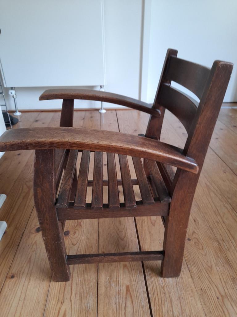 EIKENHOUTEN PEUTER/KLEUTER STOELTJE., Huis en Inrichting, Stoelen, Ophalen, Gebruikt, Bruin, Eén