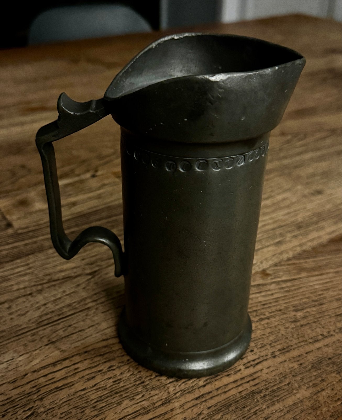 Tinnen kan - 17 cm hoog -1/2 liter, Antiek en Kunst, Ophalen of Verzenden