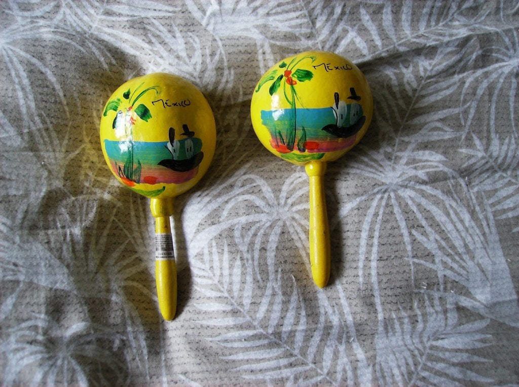 SAMBA BALLEN, MEXICO, 2 X, HAND GESCHILDERD, Muziek en Instrumenten, Percussie, Ophalen of Verzenden, Zo goed als nieuw, Melodische percussie