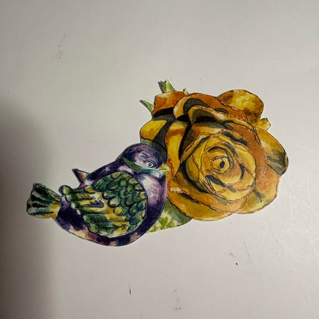 3d plaatje 13 vogel met roos, Ophalen of Verzenden, Nieuw, Overige typen