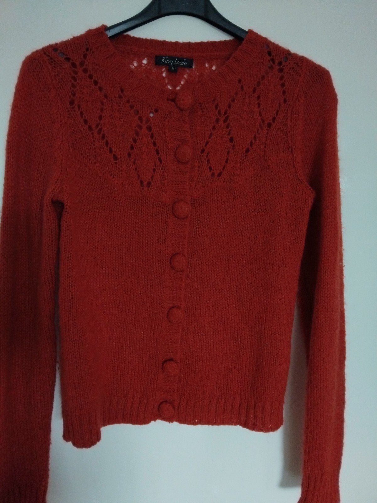 vintage King Louie donkerrood mohairvestje maat S, Ophalen of Verzenden, Zo goed als nieuw, King Louie, Maat 36 (S)