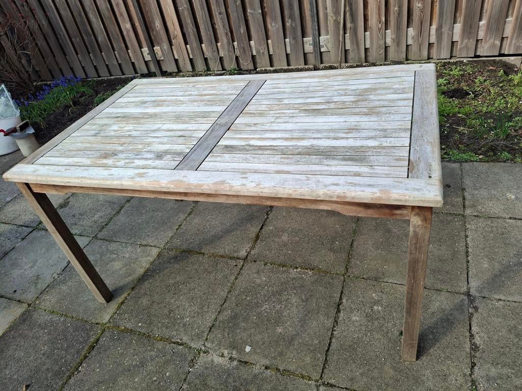 Houten tuintafel Bois Le Duc 90x150 cm (evt. met 4 stoelen), Ophalen, Gebruikt, Rechthoekig, Hout